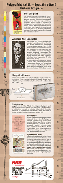 Polygrafický tahák – Historie litografie (přední)